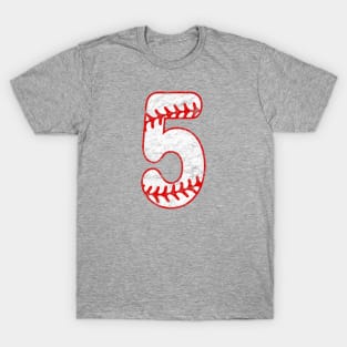 Baseball Mom Player #5 Baseball Laces Love Baseball Favorite T-Shirt